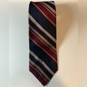Vintage Countess Wara Burgindy Blue Classic Diagonal Striped Business Office Tie